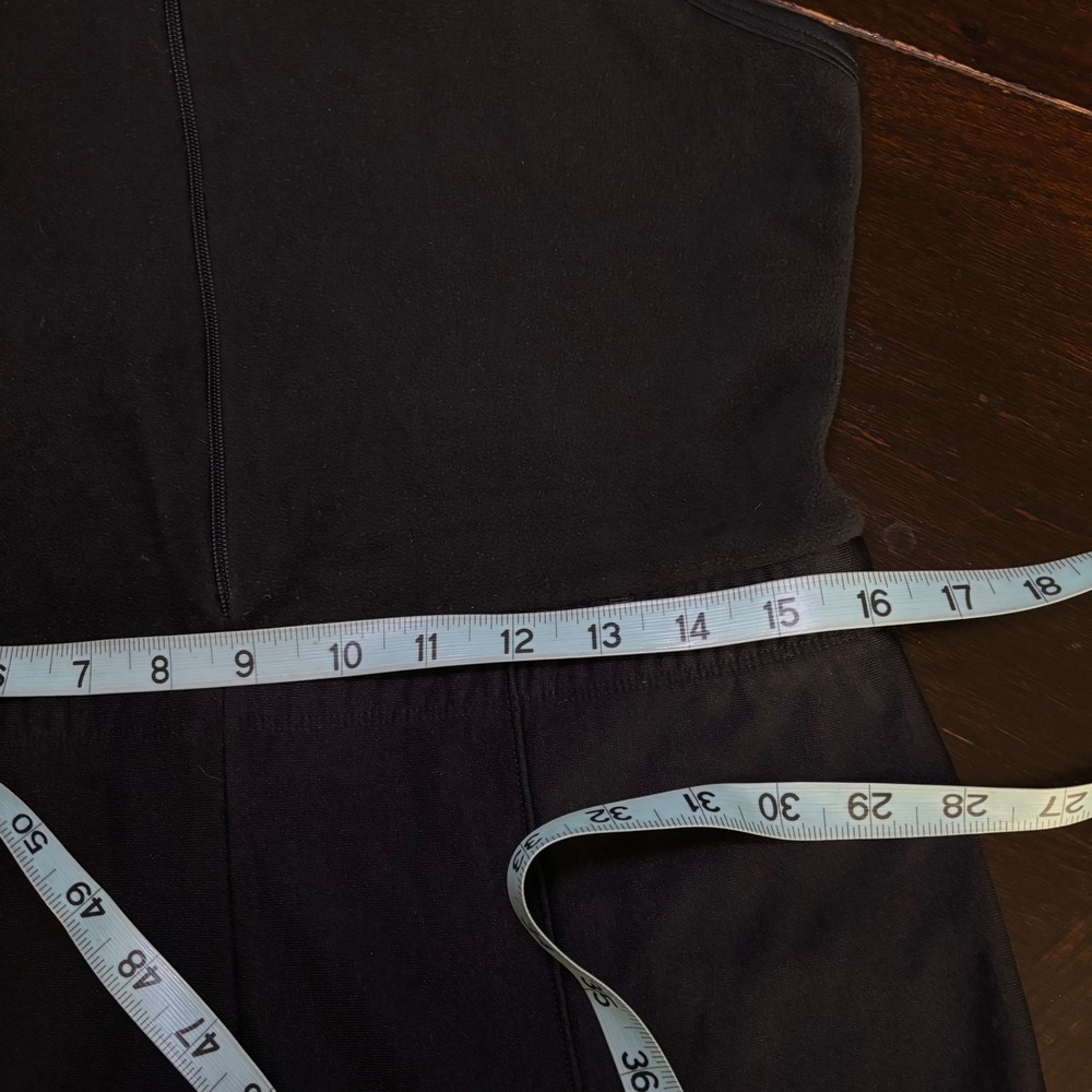 LL Bean Vtg Womens Black Stirrup Ski Bib Jumpsuit Base Layer Fleece Medium USA - Picture 12 of 16